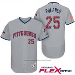 Maglia Baseball Uomo Pittsburgh Pirates 2017 Stelle e Strisce Gregory Polanco Grigio Flex Base