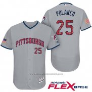 Maglia Baseball Uomo Pittsburgh Pirates 2017 Stelle e Strisce Gregory Polanco Grigio Flex Base
