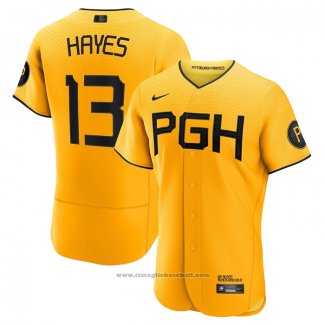 Maglia Baseball Uomo Pittsburgh Pirates Ke'bryan Hayes 2023 City Connect Autentico Oro