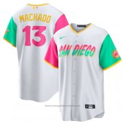 Maglia Baseball Uomo San Diego Padres Manny Machado 2022 City Connect Replica Bianco