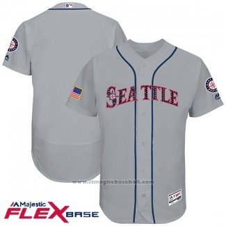 Maglia Baseball Uomo Seattle Mariners 2017 Stelle e Strisce Grigio Flex Base