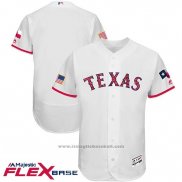 Maglia Baseball Uomo Texas Rangers 2017 Stelle e Strisce Bianco Flex Base