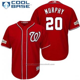 Maglia Baseball Uomo Washington Nationals 2017 Postseason Daniel Murphy Rosso Cool Base