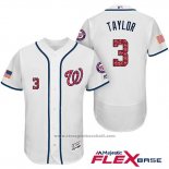 Maglia Baseball Uomo Washington Nationals 2017 Stelle e Strisce Michael Taylor Bianco Flex Base