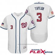 Maglia Baseball Uomo Washington Nationals 2017 Stelle e Strisce Michael Taylor Bianco Flex Base