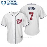 Maglia Baseball Uomo Washington Nationals 2017 Stelle e Strisce Trea Turner Bianco Cool Base