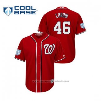 Maglia Baseball Uomo Washington Nationals Patrick Corbin 2019 Allenamento Primaverile Cool Base Rosso