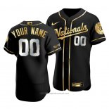 Maglia Baseball Uomo Washington Nationals Personalizzate Golden Edition Autentico Nero Or