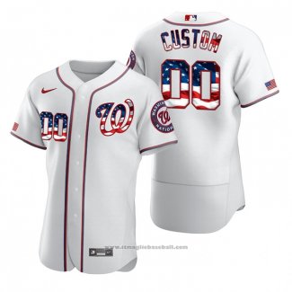 Maglia Baseball Uomo Washington Nationals Personalizzate Stars & Stripes 4th Of July Bianco