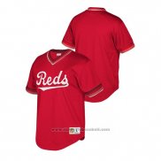 Maglia Baseball Bambino Cincinnati Reds Cooperstown Collection Mesh Wordmark V-Neck Rosso