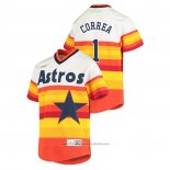 Maglia Baseball Bambino Houston Astros Carlos Correa Cooperstown Collection Home Bianco Arancione