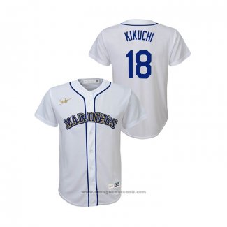 Maglia Baseball Bambino Seattle Mariners Yusei Kikuchi Cooperstown Collection Home Bianco