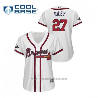 Maglia Baseball Donna Atlanta Braves Austin Riley 2019 Postseason Cool Base Bianco