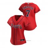 Maglia Baseball Donna Atlanta Braves Dansby Swanson 2020 Replica Alternato Rosso