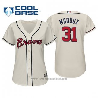 Maglia Baseball Donna Atlanta Braves Greg Maddux Cool Base Alternato 2019 Crema