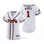 Maglia Baseball Donna Atlanta Braves Ozzie Albies 2022 Gold Program Replica Bianco