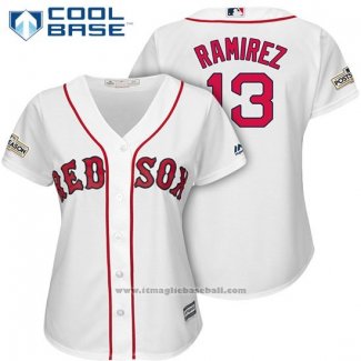 Maglia Baseball Donna Boston Red Sox 2017 Postseason 13 Hanley Ramirez Bianco Cool Base