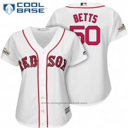 Maglia Baseball Donna Boston Red Sox 2017 Postseason 50 Mookie Betts Bianco Cool Base