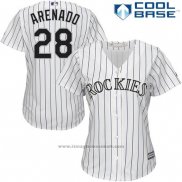 Maglia Baseball Donna Colorado Rockies 28 Nolan Arenado Bianco Cool Base