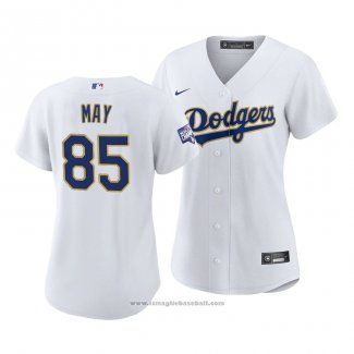 Maglia Baseball Donna Los Angeles Dodgers Dustin May 2021 Gold Program Replica Bianco