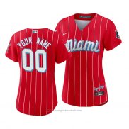 Maglia Baseball Donna Miami Marlins Custom 2021 City Connect Sugar Kings Rosso