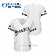 Maglia Baseball Donna Milwaukee Brewers 2019 Postseason Cool Base Bianco