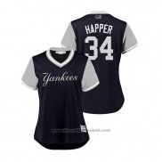 Maglia Baseball Donna New York Yankees J.a. Happ 2018 LLWS Players Weekend Happer Blu