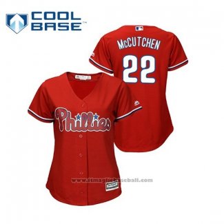 Maglia Baseball Donna Philadelphia Phillies Andrew Mccutchen Cool Base Alternato Rosso