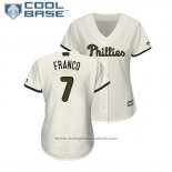 Maglia Baseball Donna Philadelphia Phillies Maikel Franco 2018 Memorial Day Cool Base Crema