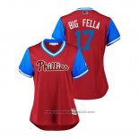 Maglia Baseball Donna Philadelphia Phillies Rhys Hoskins 2018 LLWS Players Weekend Big Fella Scarlet