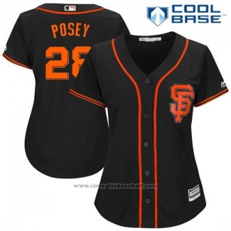 Maglia Baseball Donna San Francisco Giants 28 Buster Posey Nero 2017 Cool Base