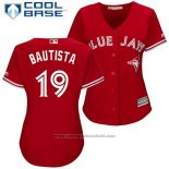 Maglia Baseball Donna Toronto Blue Jays 19 Jose Bautista Scarlet2017 Cool Base