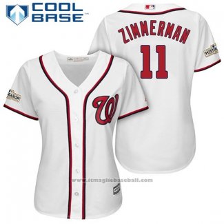 Maglia Baseball Donna Washington Nationals 2017 Postseason Ryan Zimmerman Bianco Cool Base