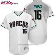 Maglia Baseball Uomo Arizona Diamondbacks 2017 Postseason 16 Chris Owings Bianco Flex Base