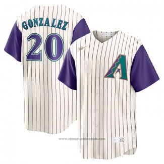 Maglia Baseball Uomo Arizona Diamondbacks Luis Gonzalez Alternato Cooperstown Collection Crema Viola