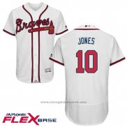 Maglia Baseball Uomo Atlanta Braves 10 Chipper Jones Autentico Collection Flex Base Bianco