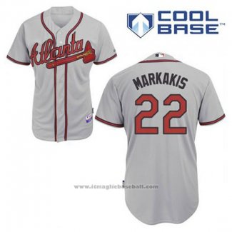 Maglia Baseball Uomo Atlanta Braves 22 Nick Markakis Grigio Cool Base