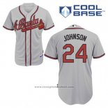 Maglia Baseball Uomo Atlanta Braves 24 Kelly Johnson Grigio Cool Base