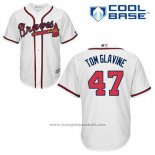 Maglia Baseball Uomo Atlanta Braves 47 Tom Glavine Bianco Home Cool Base