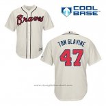 Maglia Baseball Uomo Atlanta Braves 47 Tom Glavine Crema Alternato Cool Base