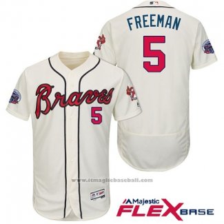 Maglia Baseball Uomo Atlanta Braves 5 Frojodie Freeman Braves Crema 2017 All Star Flex Base