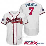 Maglia Baseball Uomo Atlanta Braves 7 Dansby Swanson Bianco 2017 All Star Flex Base