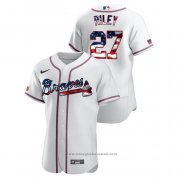 Maglia Baseball Uomo Atlanta Braves Austin Riley 2020 Stars & Stripes 4th of July Bianco