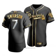 Maglia Baseball Uomo Atlanta Braves Dansby Swanson Golden Edition Autentico Nero Or