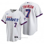 Maglia Baseball Uomo Atlanta Braves Dansby Swanson Replica 2021 City Connect Bianco