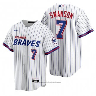 Maglia Baseball Uomo Atlanta Braves Dansby Swanson Replica 2021 City Connect Bianco