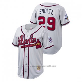 Maglia Baseball Uomo Atlanta Braves John Smoltz Cooperstown Collection Autentico Grigio