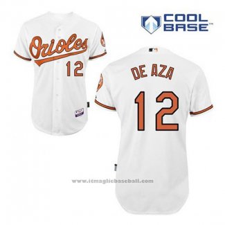 Maglia Baseball Uomo Baltimore Orioles 12 Alejandro de Aza Bianco Home Cool Base