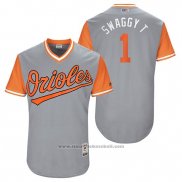 Maglia Baseball Uomo Baltimore Orioles 2017 Little League World Series 1 Tim Beckham Grigio