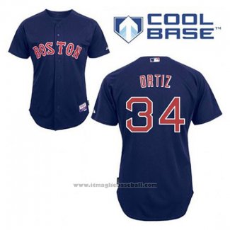 Maglia Baseball Uomo Boston Red Sox 34 David Ortiz Blu Alternato Cool Base